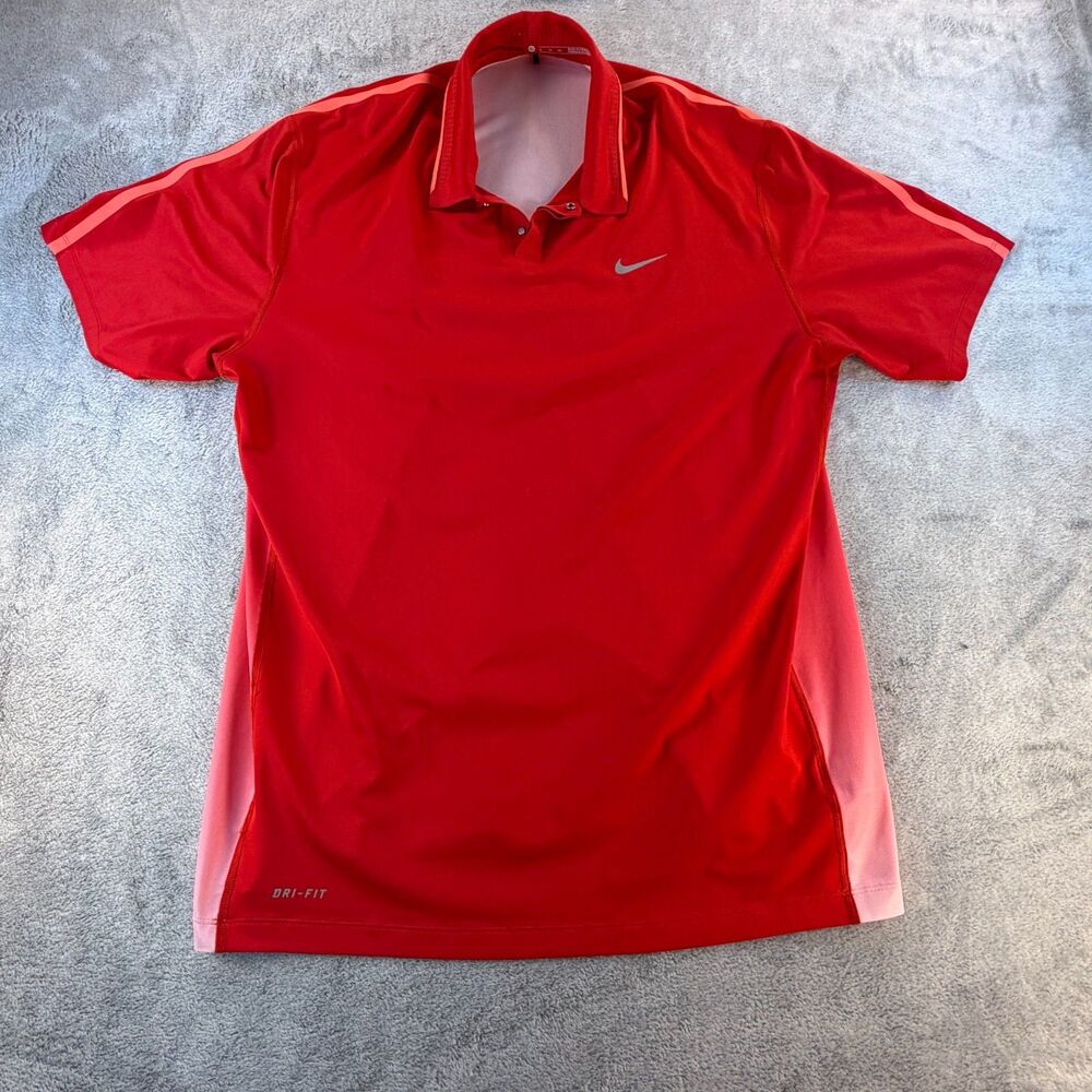 Nike Tiger Woods Collection Dri-FIT Golf Polo Shirt Mens XL Red Athletic